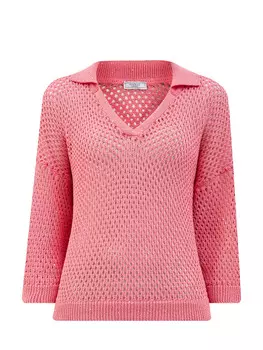 Джемпер из хлопковой пряжи узорной вязки с мини-пайетками