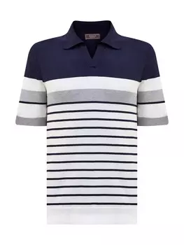 Джемпер из хлопковой пряжи в полоску с отложным воротом