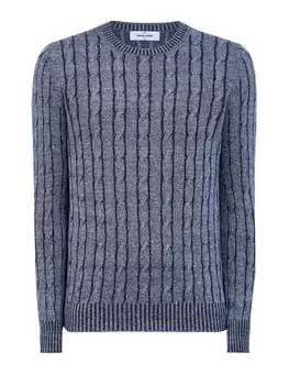 Джемпер из льняной и хлопковой пряжи с вязаным узором