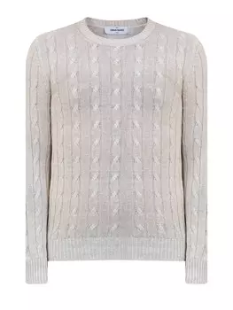 Джемпер из льняной и хлопковой пряжи с вязаным узором