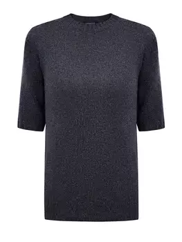 Джемпер из меланжевого кашемира Platinum с короткими рукавами