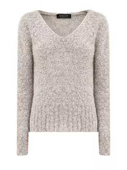 Джемпер из мохерового букле с пайетками и V-образным вырезом