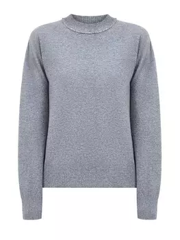 Джемпер из шерсти, шелка и кашемира с мерцающей окантовкой