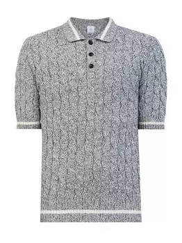 Джемпер-поло аранской вязки из меланжевой хлопковой пряжи