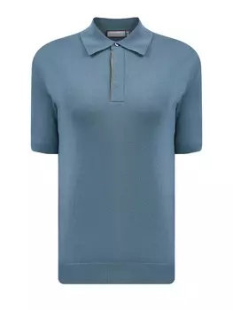 Джемпер-поло из хлопка и модала с замшевой деталью