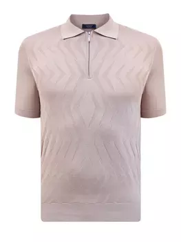 Джемпер-поло из хлопка и шелка с застежкой на молнию