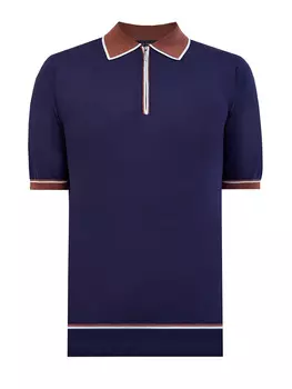 Джемпер-поло из хлопка и шелка с отделкой colorblock