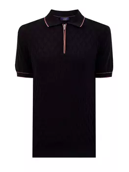 Джемпер-поло из хлопка и шелка с геометрическим узором в тон