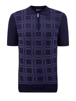 Джемпер-поло из хлопка и шелка с фактурным узором