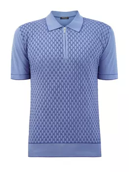 Джемпер-поло из хлопка и шелка с вязаным орнаментом