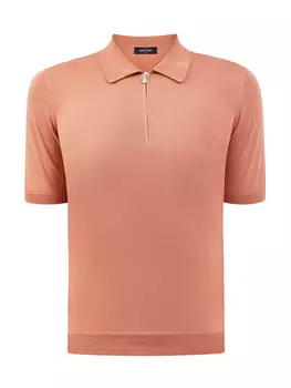 Джемпер-поло из хлопка и шелка с застежкой на молнию