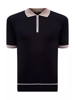 Джемпер-поло из хлопка с контрастной отделкой и застежкой на молнию