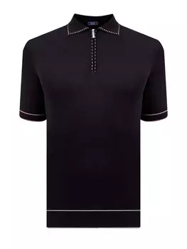 Джемпер-поло из хлопка, шелка и льна с контрастной отделкой