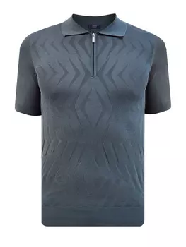 Джемпер-поло из хлопка, шелка и льна с фактурным узором