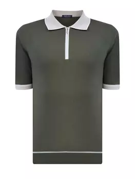 Джемпер-поло из хлопковой пряжи с контрастной отделкой