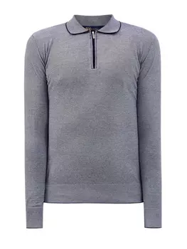 Джемпер-поло из хлопковой пряжи с застежкой на молнию