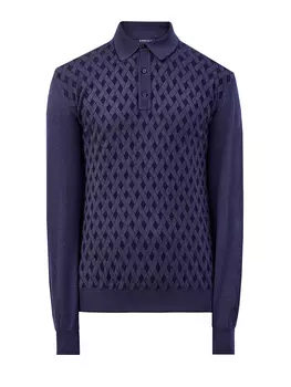 Джемпер-поло из шерсти и шелка с интарсией
