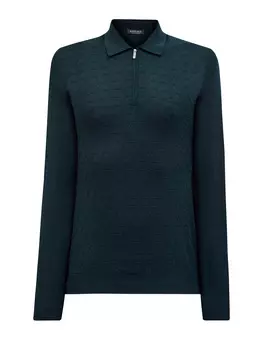 Джемпер-поло из шерстяной и шелковой пряжи с узором в тон