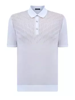 Джемпер-поло из тонкого хлопка и шелка с градиентным узором