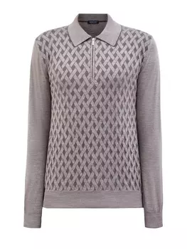 Джемпер-поло из тонкой шерсти и шелка с интарсийным узором