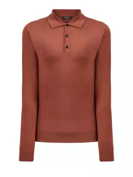 Джемпер-поло из тонкой шерстяной пряжи с контрастной строчкой