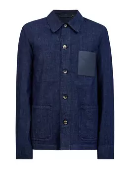 Джинсовая куртка ручной работы с деталями из гладкой кожи