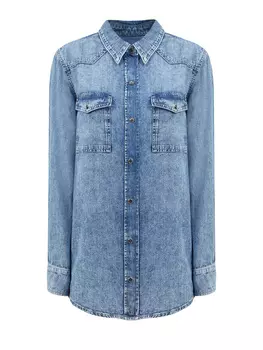 Джинсовая рубашка Emilia с накладными карманами и прострочкой