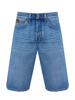 Джинсовые бермуды из хлопка и лиоцелла с кожаными деталями