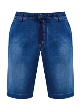 Джинсовые бермуды с нашивкой из меха пони и платком-паше