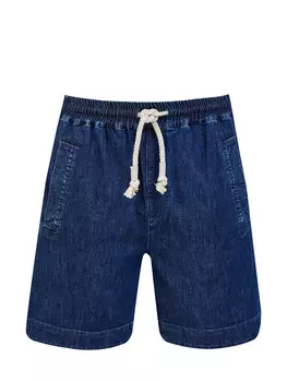 Джинсовые бермуды с волокнами льна и поясом на кулиске