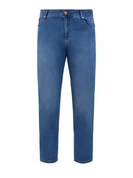 Джинсы из эластичного хлопка и льна с вышивкой ручной работы