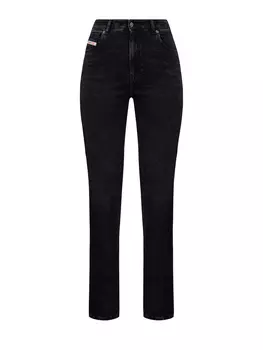 Джинсы из окрашенного вручную эластичного денима с нашивкой