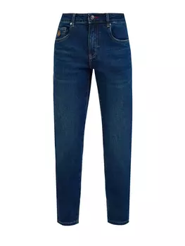 Джинсы из окрашенного вручную денима и лиоцелла с нашивкой