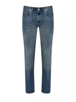 Джинсы из окрашенного вручную денима с эффектом потертости