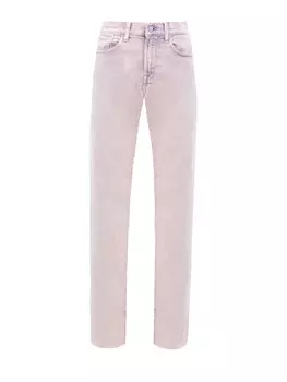 Джинсы из окрашенного вручную хлопка с необработанным краем