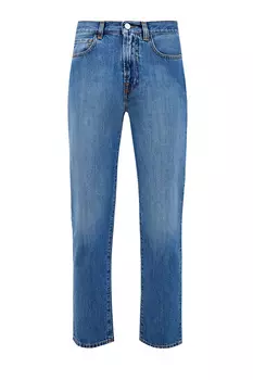 Джинсы из плотного денима с фетровым логотипом на спинке