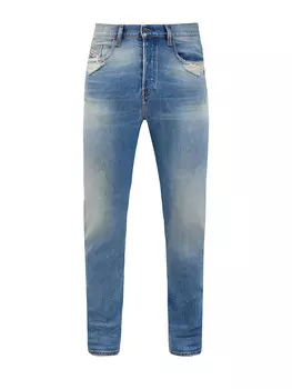 Джинсы из смесового денима с потертостями и прорезями