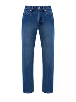 Джинсы из выбеленного японского денима с нашивкой на поясе