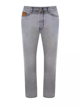 Джинсы ручной работы из хлопка и лиоцелла с кожаными деталями