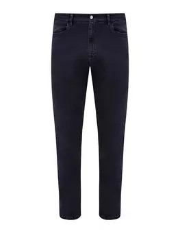 Джинсы ручной работы с вышитой монограммой и нашивкой из замши