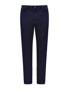Джинсы-slim из хлопка и модала с нашивкой из гладкой кожи