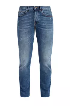 Джинсы-slim из хлопкового денима с потертостями и эффектом варки