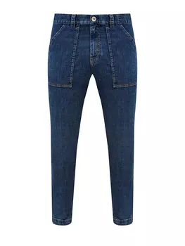 Джинсы в стиле 90-х с накладными карманами и контрастной прострочкой