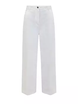 Джинсы Wide Leg из хлопкового денима с кожаной нашивкой