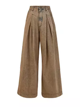 Джинсы Wide Leg из окрашенного вручную денима с нашивкой на поясе