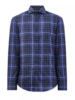 Фланелевая рубашка slim fit в клетку с французским воротом