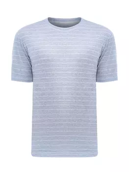 Футболка из дышащего льна и хлопка с узором в полоску