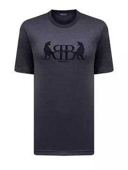 Футболка из джерси с объемной вышивкой и трикотажным воротом