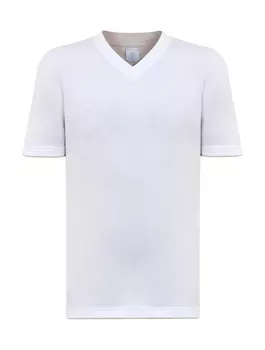 Футболка из джерси с V-образным вырезом и двойной окантовкой