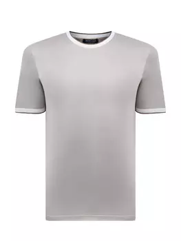 Футболка из гладкого джерси с трикотажной отделкой в полоску